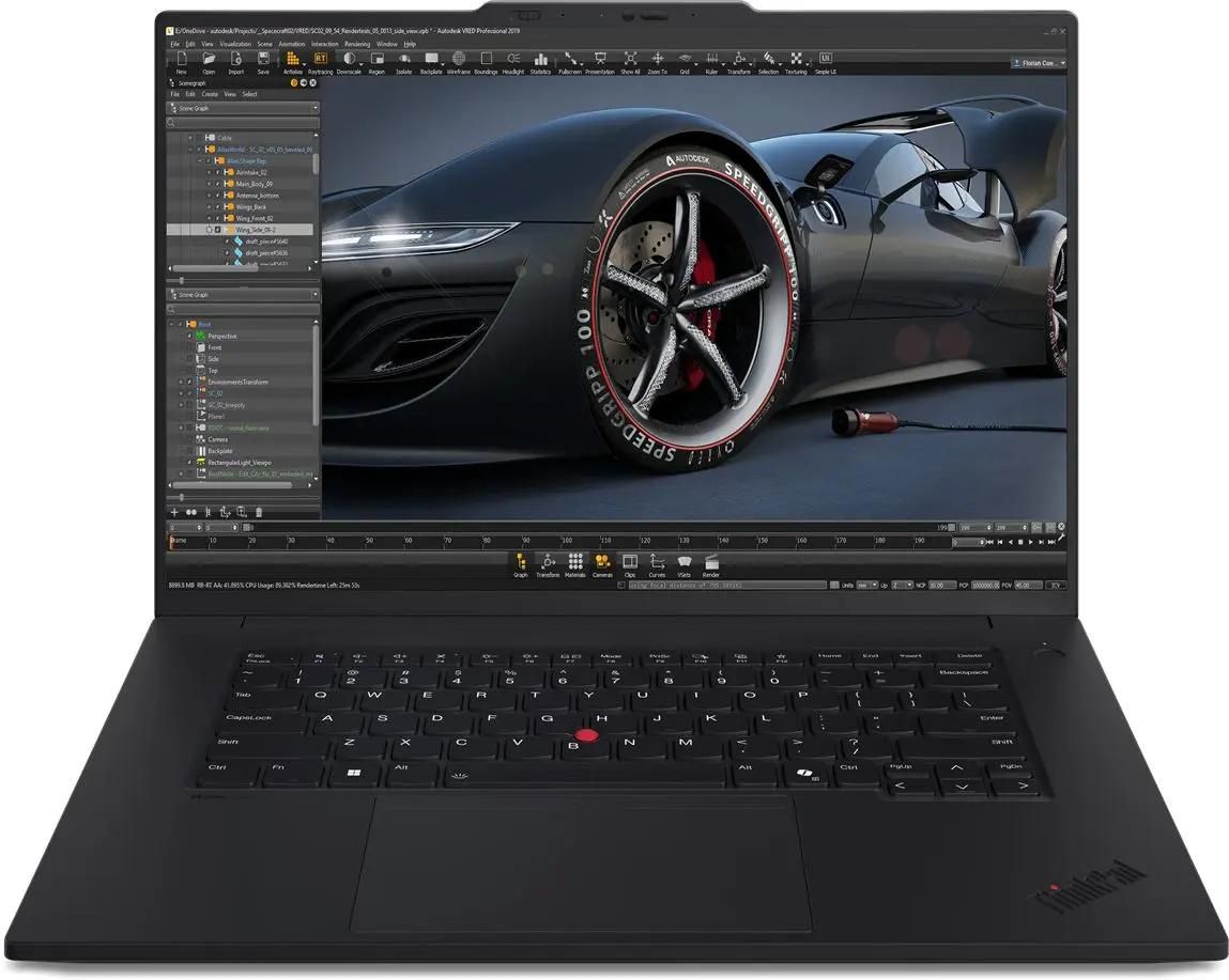 Ноутбук игровой Lenovo ThinkPad P1 G7 16", 2024, OLED, Intel Core Ultra 9 185H 2.3ГГц, 16-ядерный, 64ГБ LPDDR5x, 2ТБ SSD,  NVIDIA GeForce  RTX 4070 для ноутбуков - 8 ГБ, Windows 11 Pro, черный [21kws6